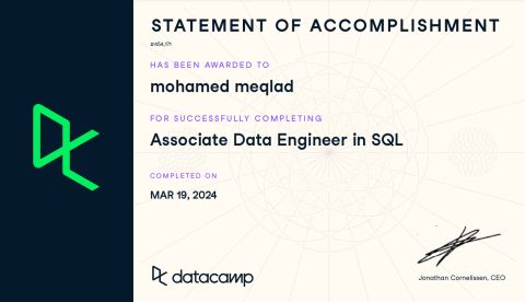 Associate Data Engineer in SQL Certification