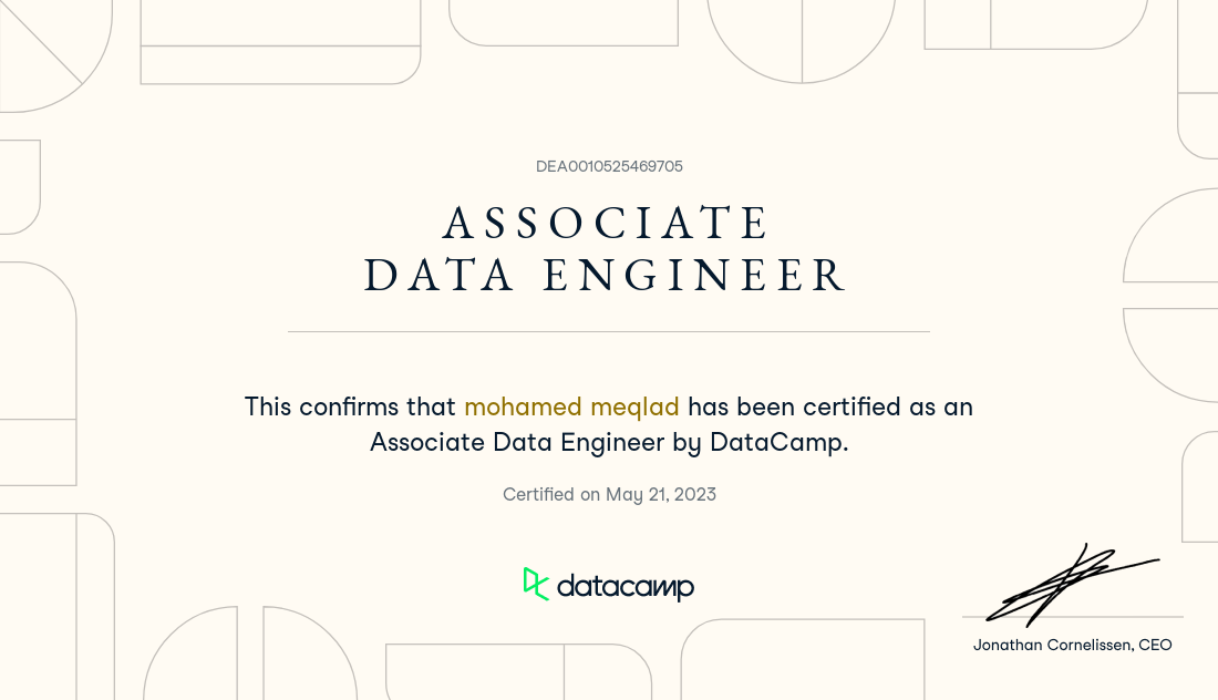 DataCamp Data Engineer Certification