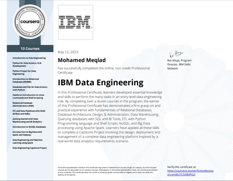 IBM Data Engineering Certification